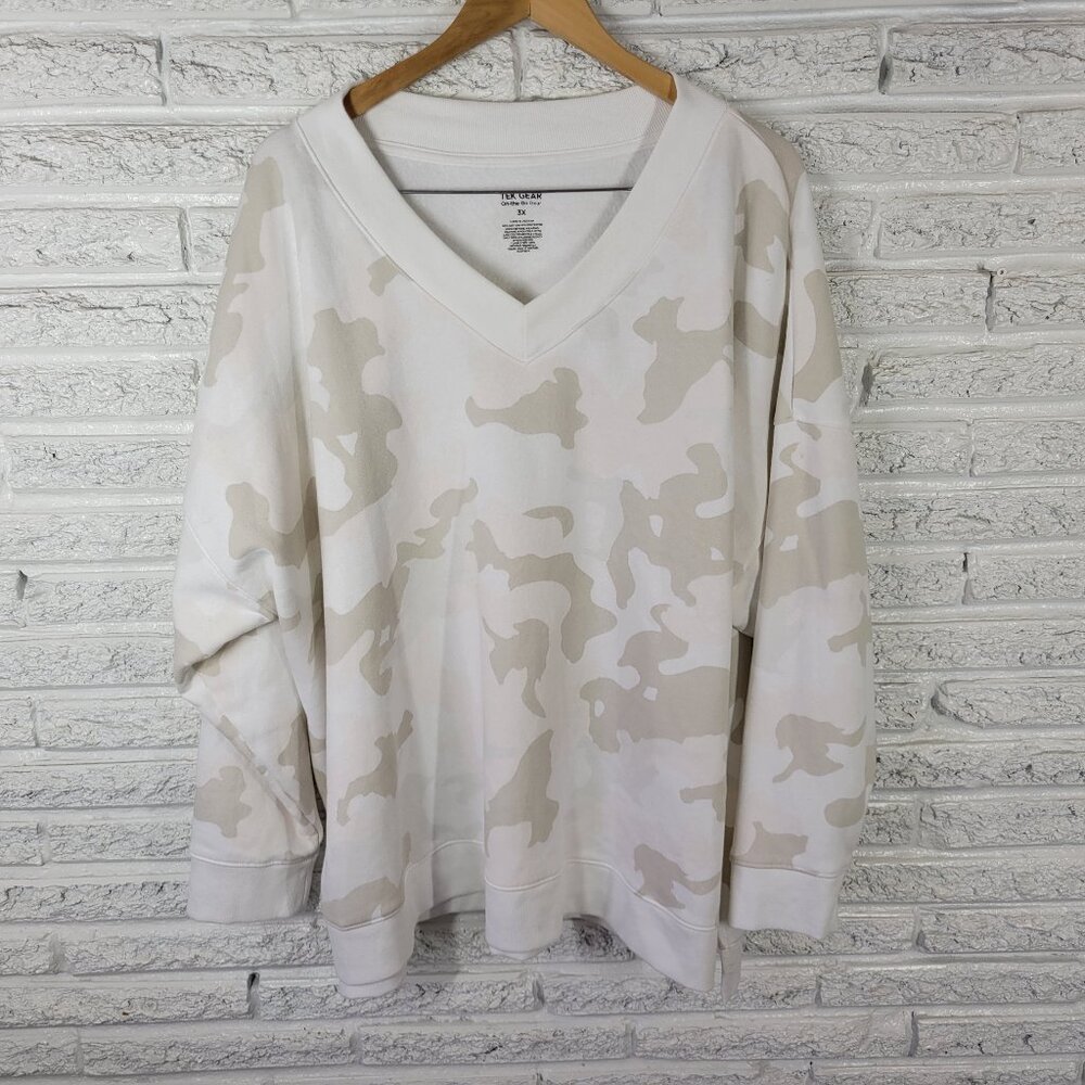 Tek Gear 3X Plus Beige Animal Print Sweatshirt Women's Cotton Blend SWE163XE